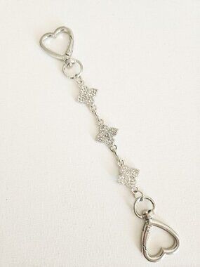 Handbag Purse Chain Handle Strap Crossbody Extender - Silver Tone Crystal Stars